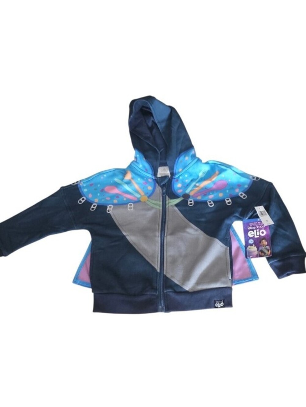 Disney Pixar Elio Zip Up Hoodie Kids Sz XXS 3 W/ Removable Cape Costume NEW NWT